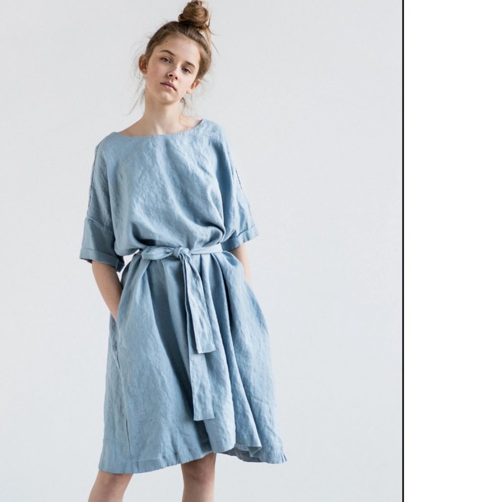 Not perfect linen oversized loose fitting linen summer dress with drop shoulder